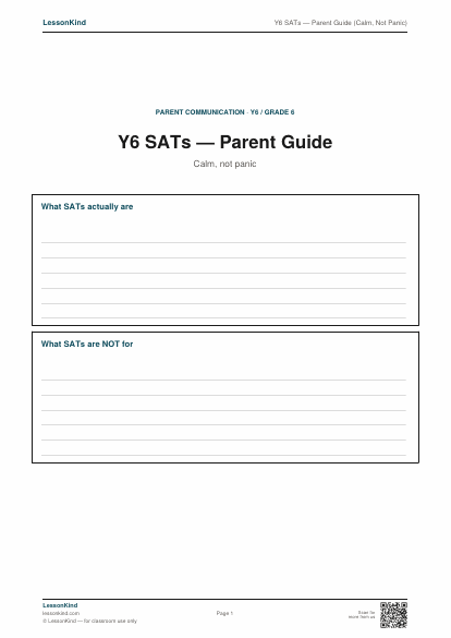 Preview of Y6 SATs — Parent Guide (Calm, Not Panic)