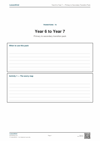 Preview of Year 6 to Year 7 — Primary to Secondary Transition Pack