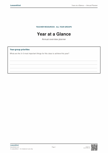 Preview of Year at a Glance — Annual Planner