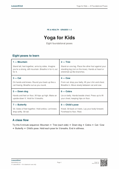 Preview of Yoga for Kids — 8 Foundational Poses